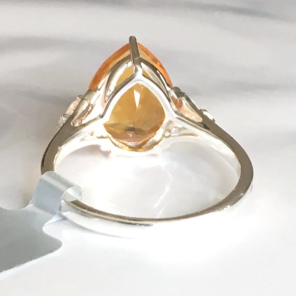 Genuine Burmese Amber .925 Ring RARE 16mm Fat Pear Sterling Silver Natural - Picture 12 of 16